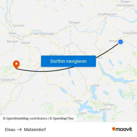 Elsau to Matzendorf map