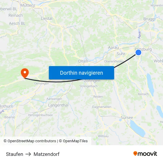 Staufen to Matzendorf map