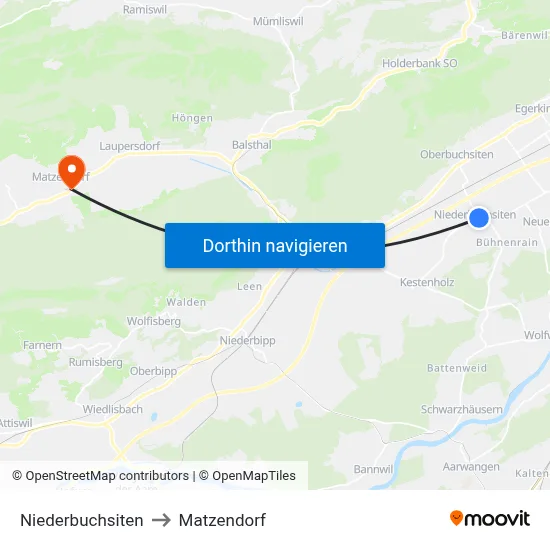 Niederbuchsiten to Matzendorf map