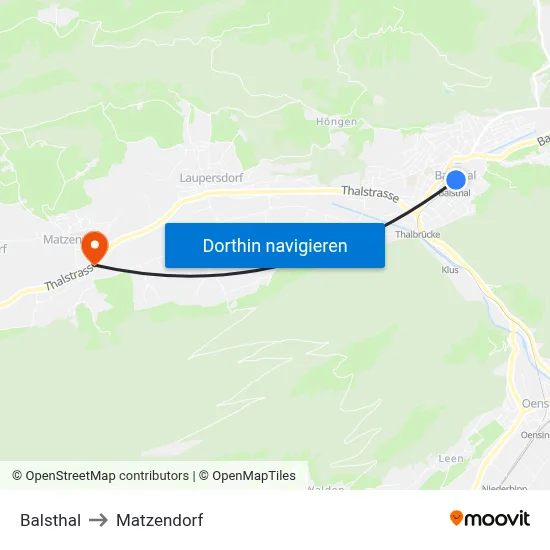 Balsthal to Matzendorf map