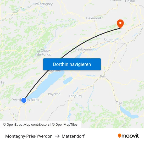 Montagny-Près-Yverdon to Matzendorf map