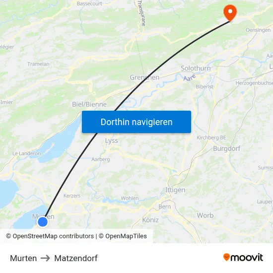 Murten to Matzendorf map
