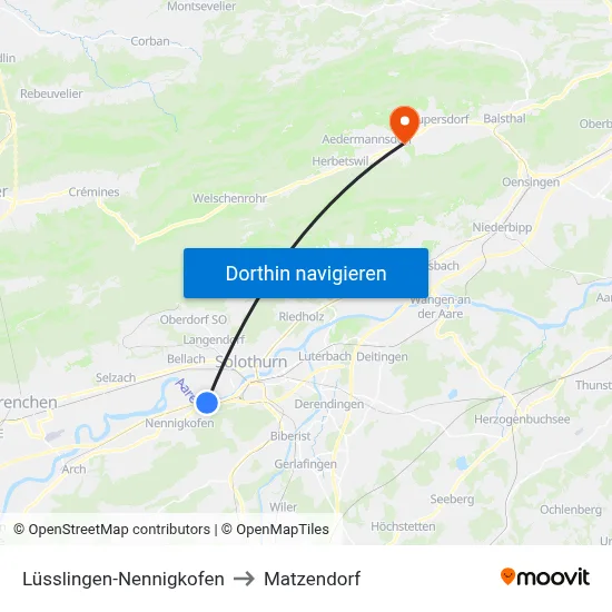Lüsslingen-Nennigkofen to Matzendorf map
