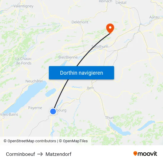 Corminboeuf to Matzendorf map