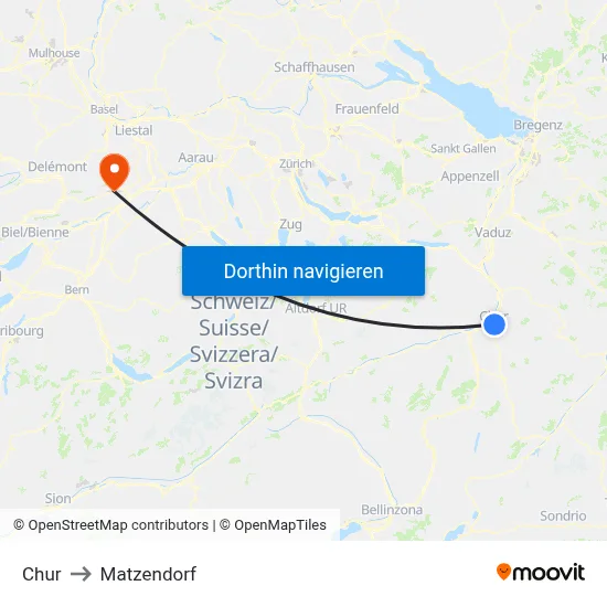 Chur to Matzendorf map