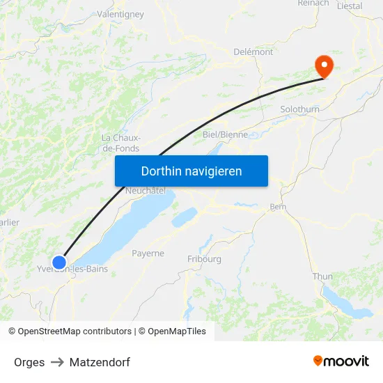 Orges to Matzendorf map