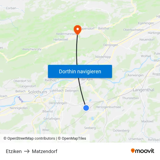 Etziken to Matzendorf map