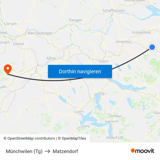 Münchwilen (Tg) to Matzendorf map