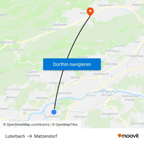 Luterbach to Matzendorf map