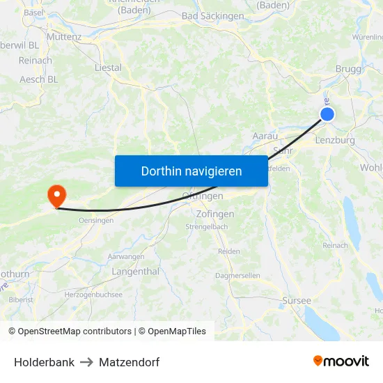 Holderbank to Matzendorf map