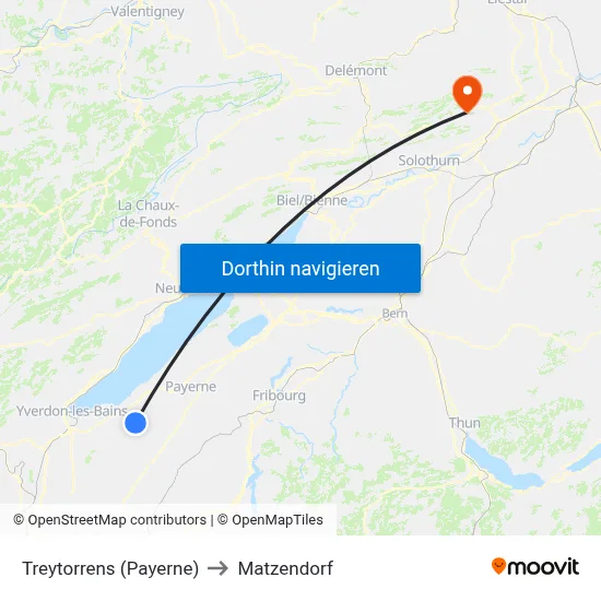 Treytorrens (Payerne) to Matzendorf map