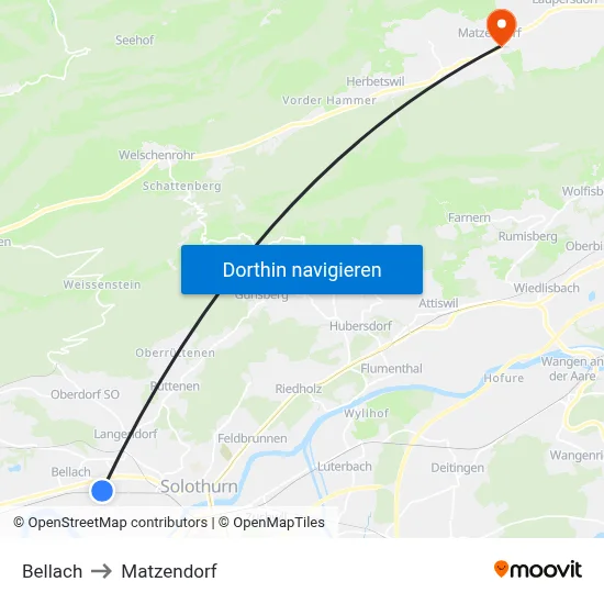 Bellach to Matzendorf map