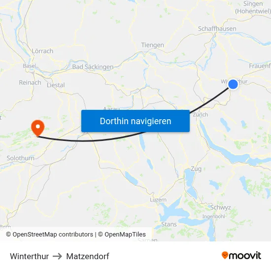 Winterthur to Matzendorf map