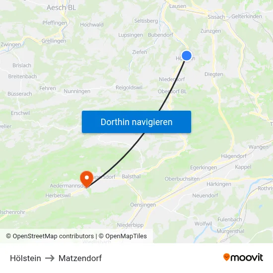 Hölstein to Matzendorf map