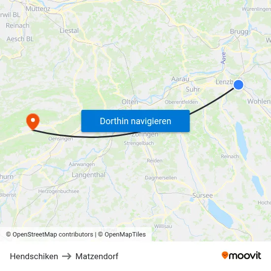 Hendschiken to Matzendorf map