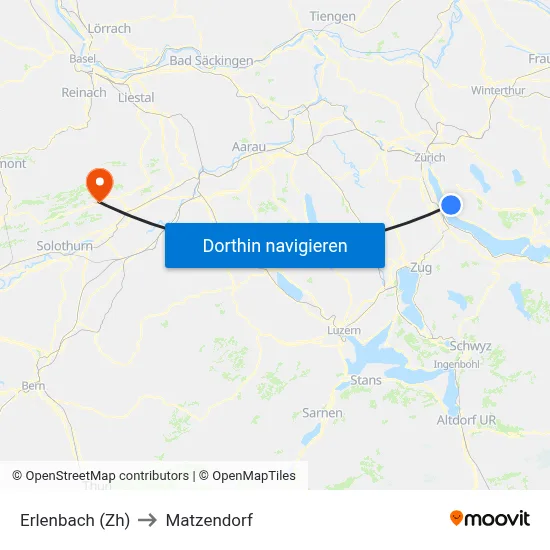 Erlenbach (Zh) to Matzendorf map