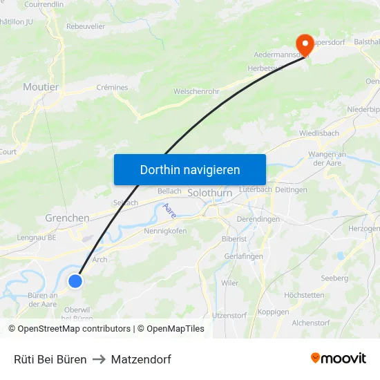Rüti Bei Büren to Matzendorf map