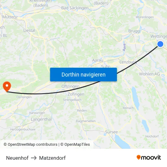 Neuenhof to Matzendorf map