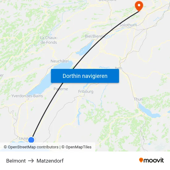 Belmont to Matzendorf map