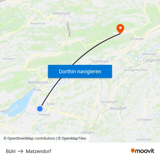Bühl to Matzendorf map