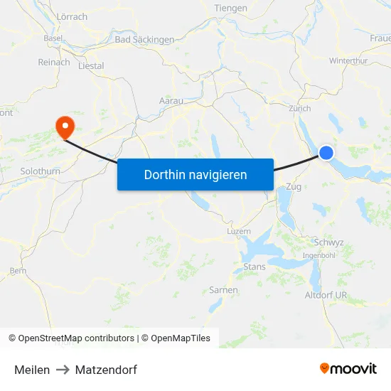 Meilen to Matzendorf map