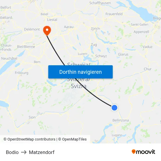 Bodio to Matzendorf map