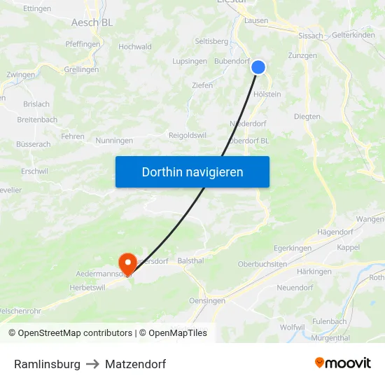 Ramlinsburg to Matzendorf map