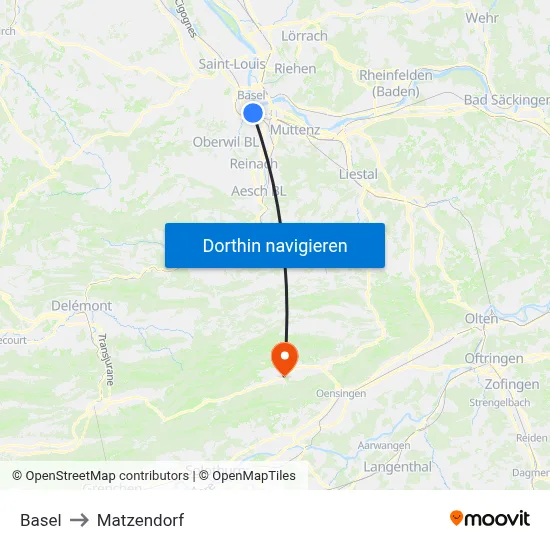 Basel to Matzendorf map