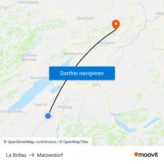 La Brillaz to Matzendorf map