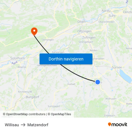 Willisau to Matzendorf map