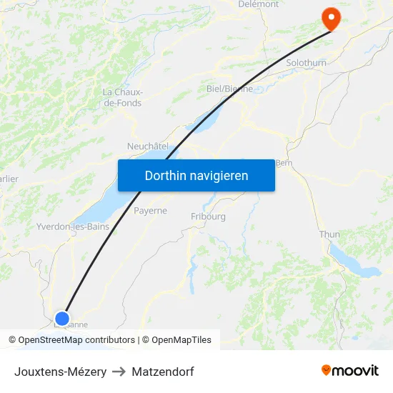 Jouxtens-Mézery to Matzendorf map