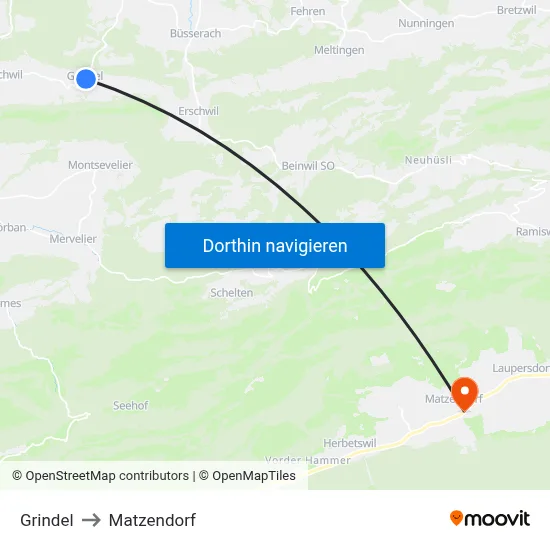 Grindel to Matzendorf map