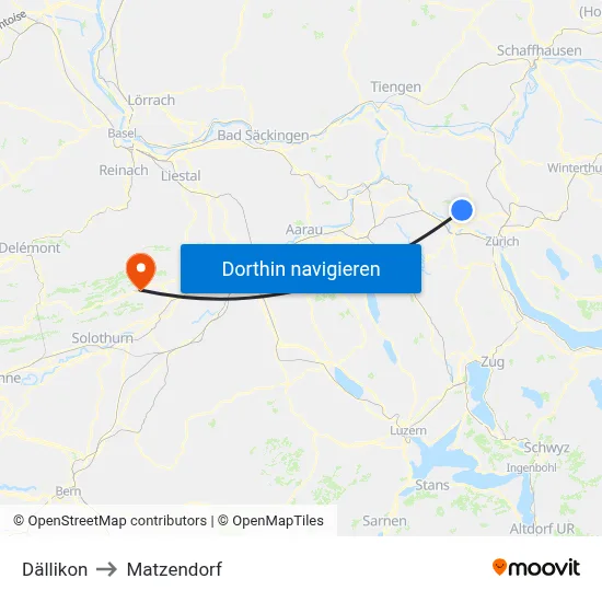 Dällikon to Matzendorf map