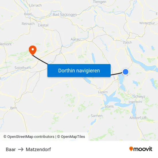 Baar to Matzendorf map