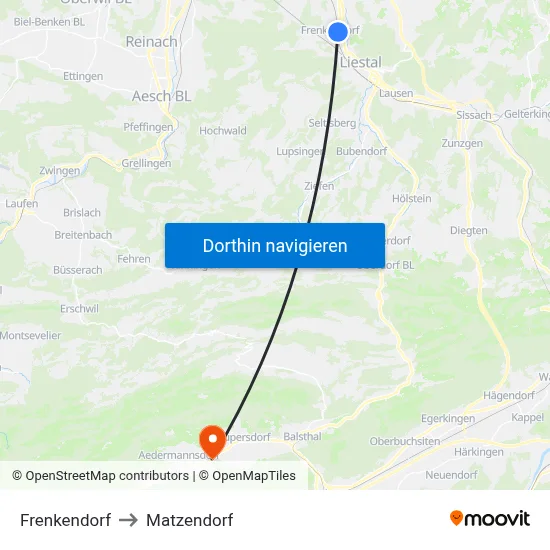 Frenkendorf to Matzendorf map