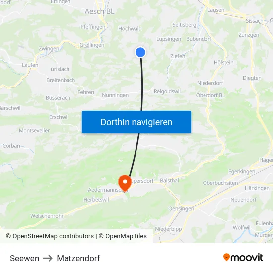 Seewen to Matzendorf map