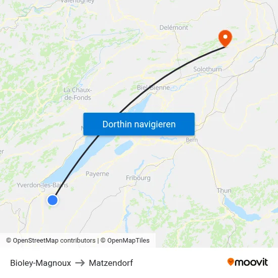 Bioley-Magnoux to Matzendorf map