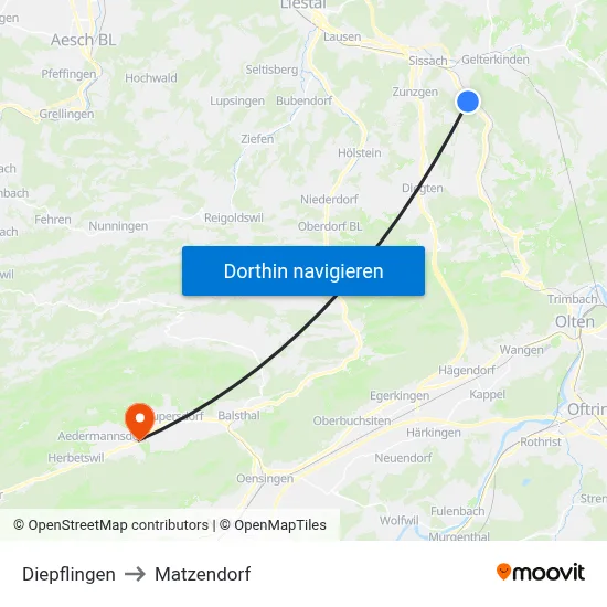 Diepflingen to Matzendorf map
