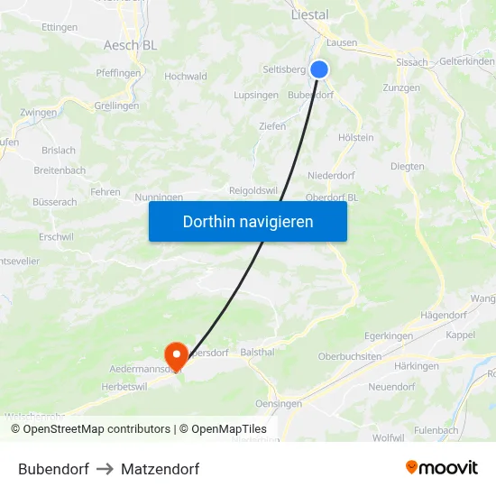 Bubendorf to Matzendorf map