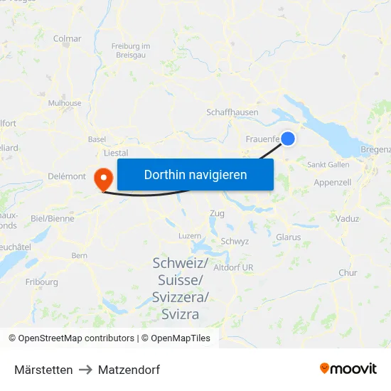 Märstetten to Matzendorf map