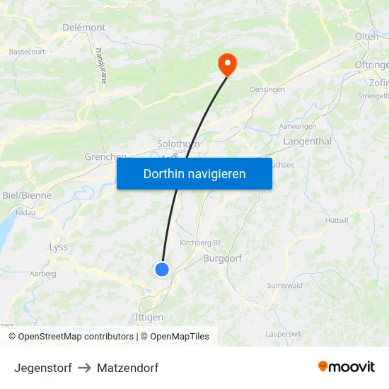 Jegenstorf to Matzendorf map
