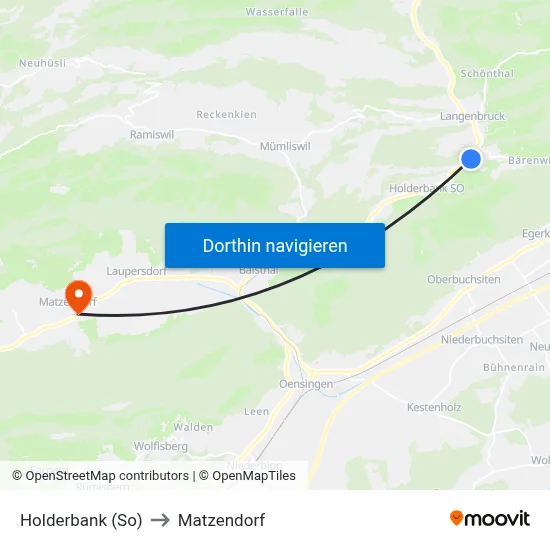 Holderbank (So) to Matzendorf map