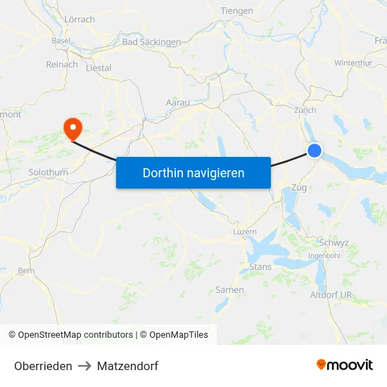 Oberrieden to Matzendorf map