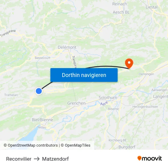 Reconvilier to Matzendorf map