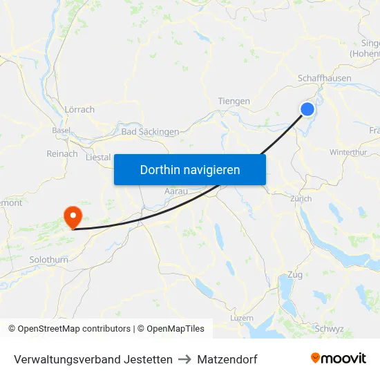 Verwaltungsverband Jestetten to Matzendorf map