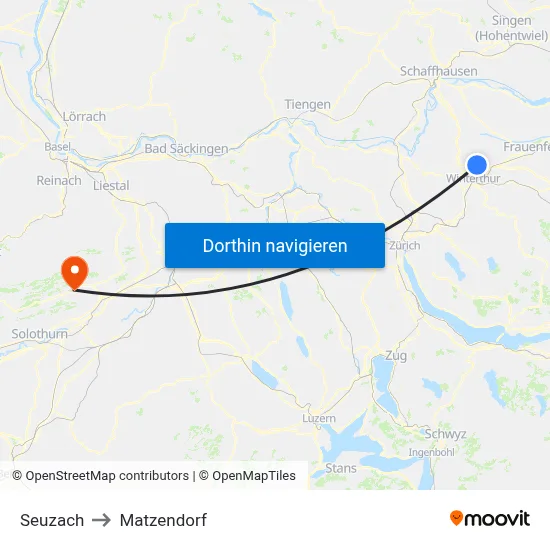 Seuzach to Matzendorf map