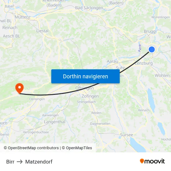 Birr to Matzendorf map