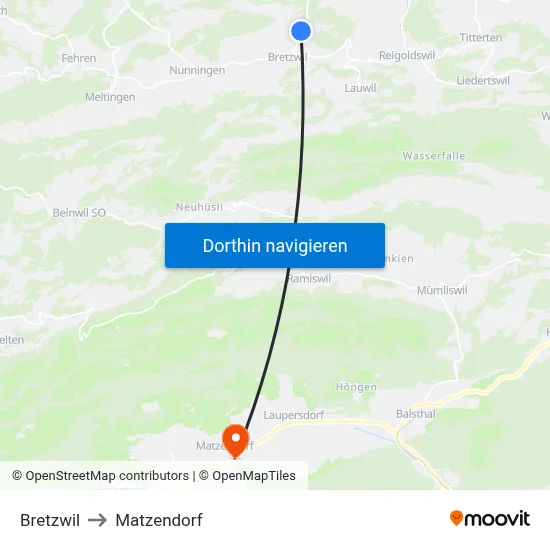 Bretzwil to Matzendorf map