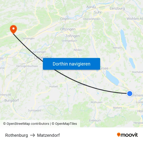 Rothenburg to Matzendorf map