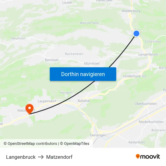 Langenbruck to Matzendorf map